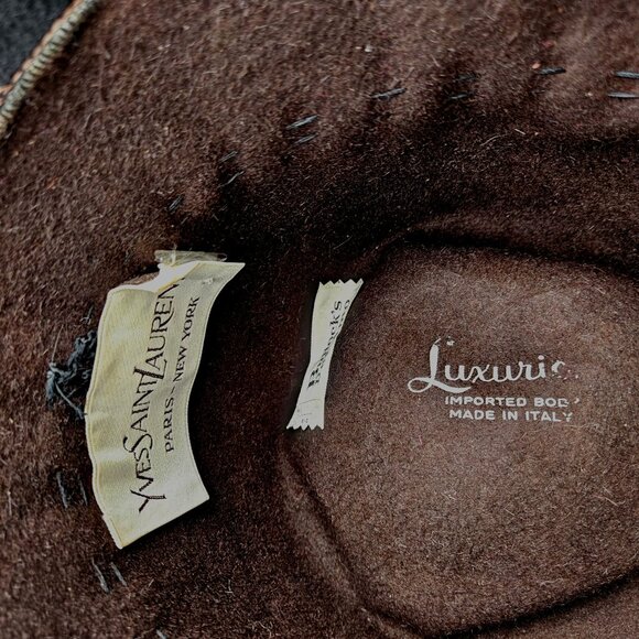 Vintage Yves Saint Laurent Brown Wool Bucket Hat Two Tone Italy 25" - Picture 11 of 12